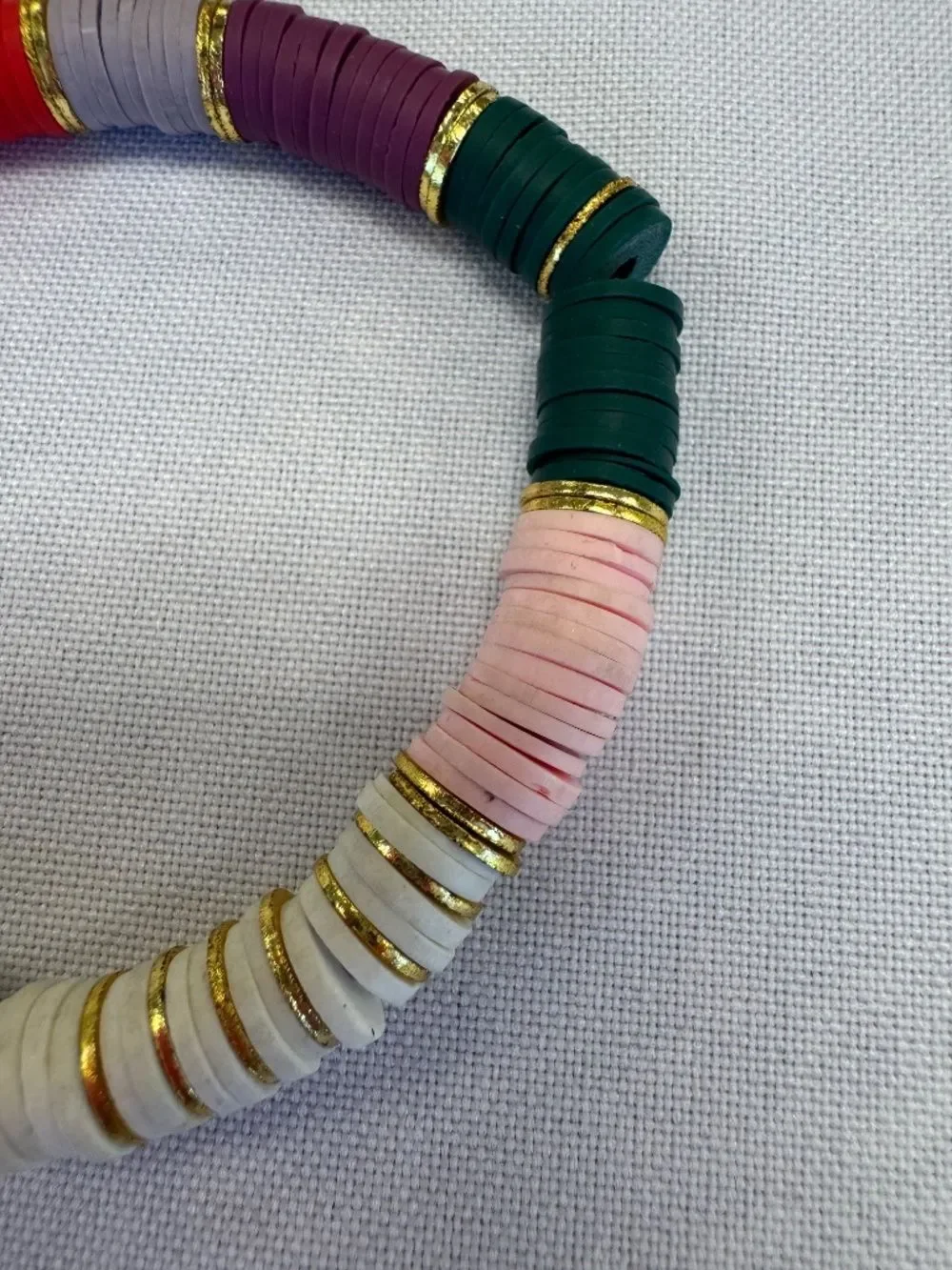 Heishi Multicolored with Gold Stretch Stackable Bracelet